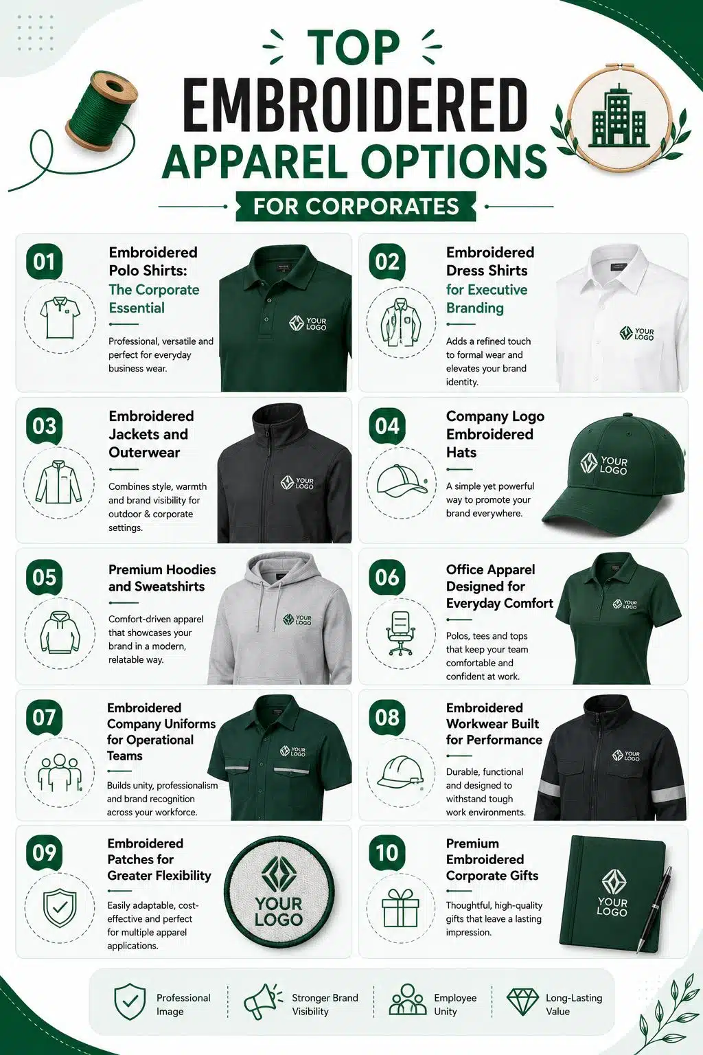 Top Embroidered Apparel Options for Corporates 