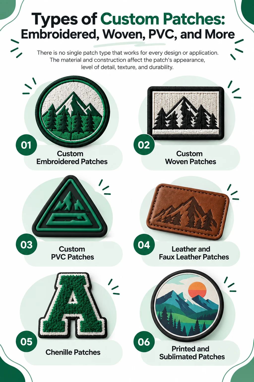 Types of Custom Patches: Embroidered, Woven, PVC, and More